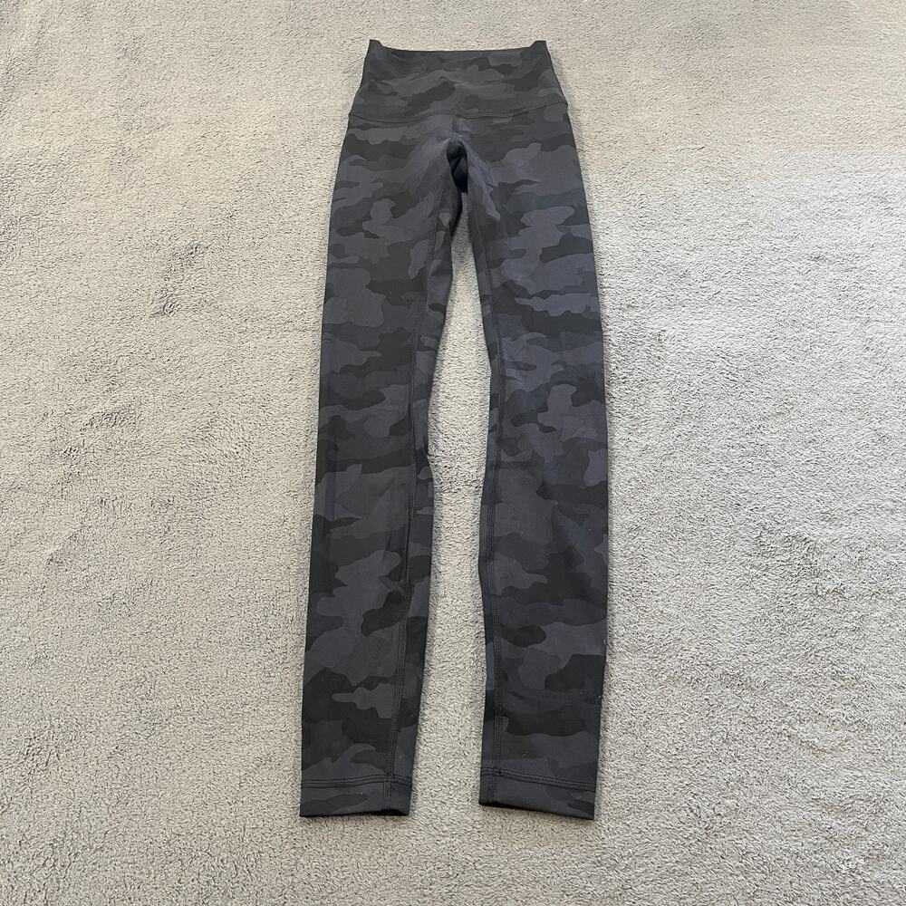 Lululemon Wunder Train High-Rise Tight Black Gray Camo Leggings Women’s Size 0